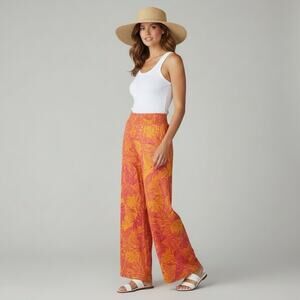 Bar lll Island Breeze Womens Wide Leg Pull On Pants Beachy Boho Orange Pink M